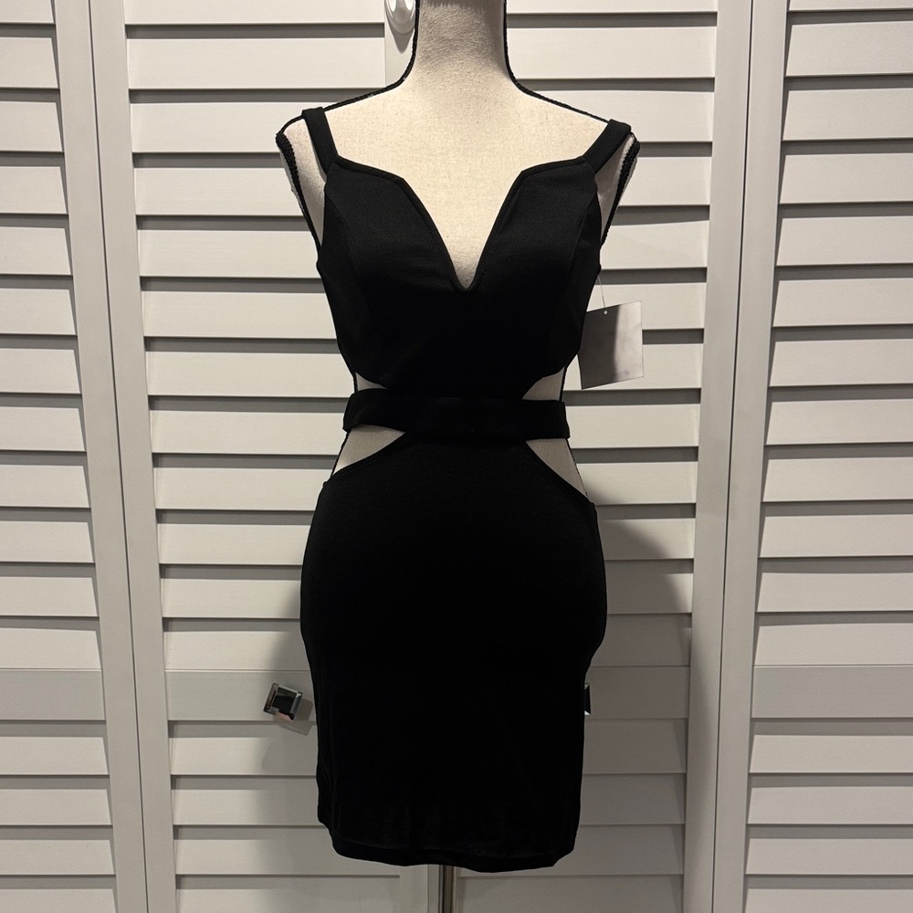 Society of Chic NWT Black Cut-Out Mini Dress, runs small size 2 or 4 check pics.